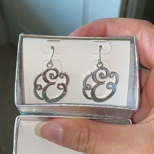 Silver E earrings